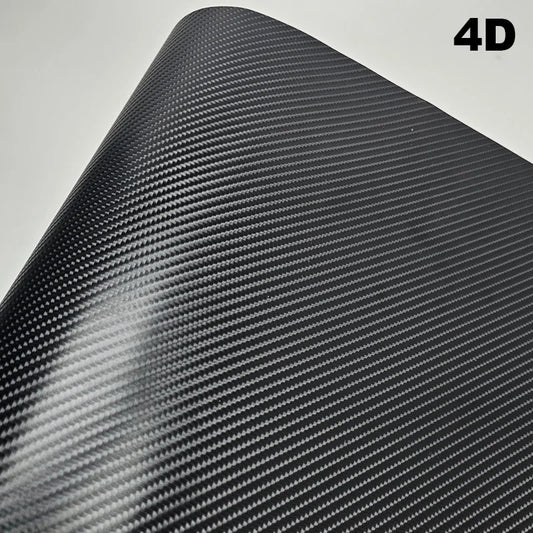4D carbon fiber vinyl wrap sheet on a gray background