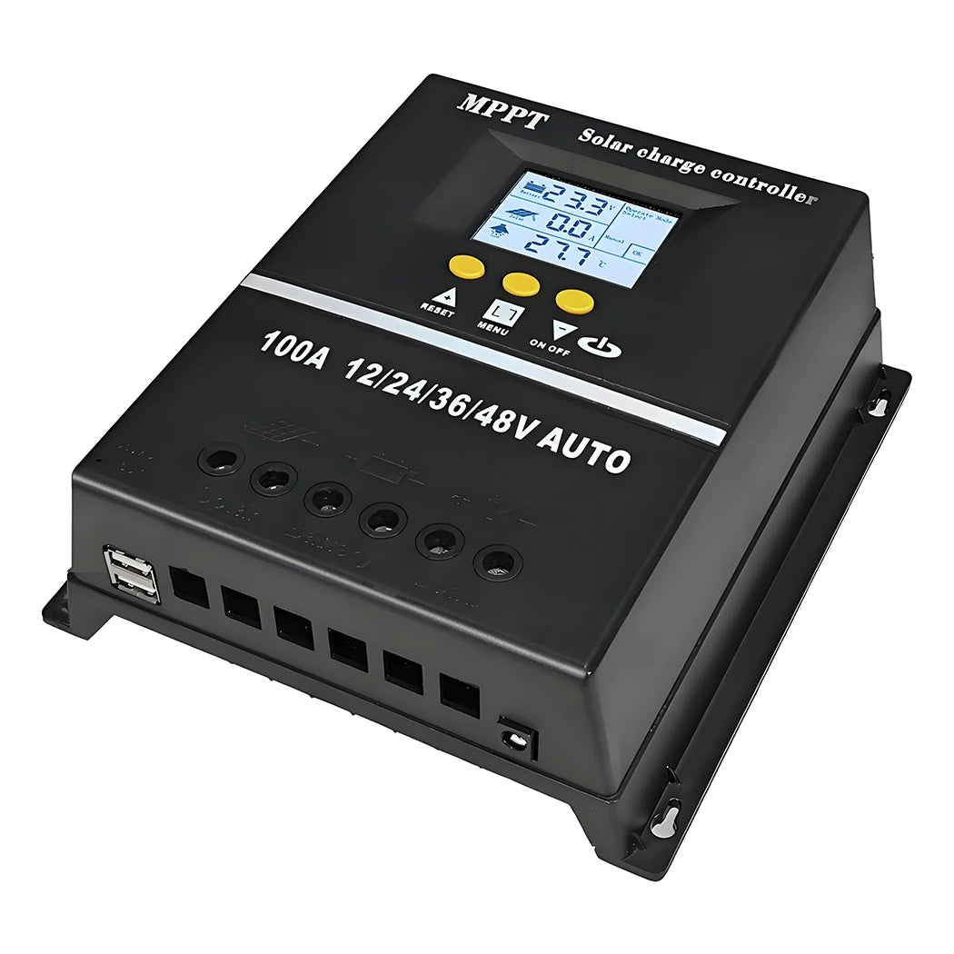 black luxury Solar charge controller with digital display on a white background