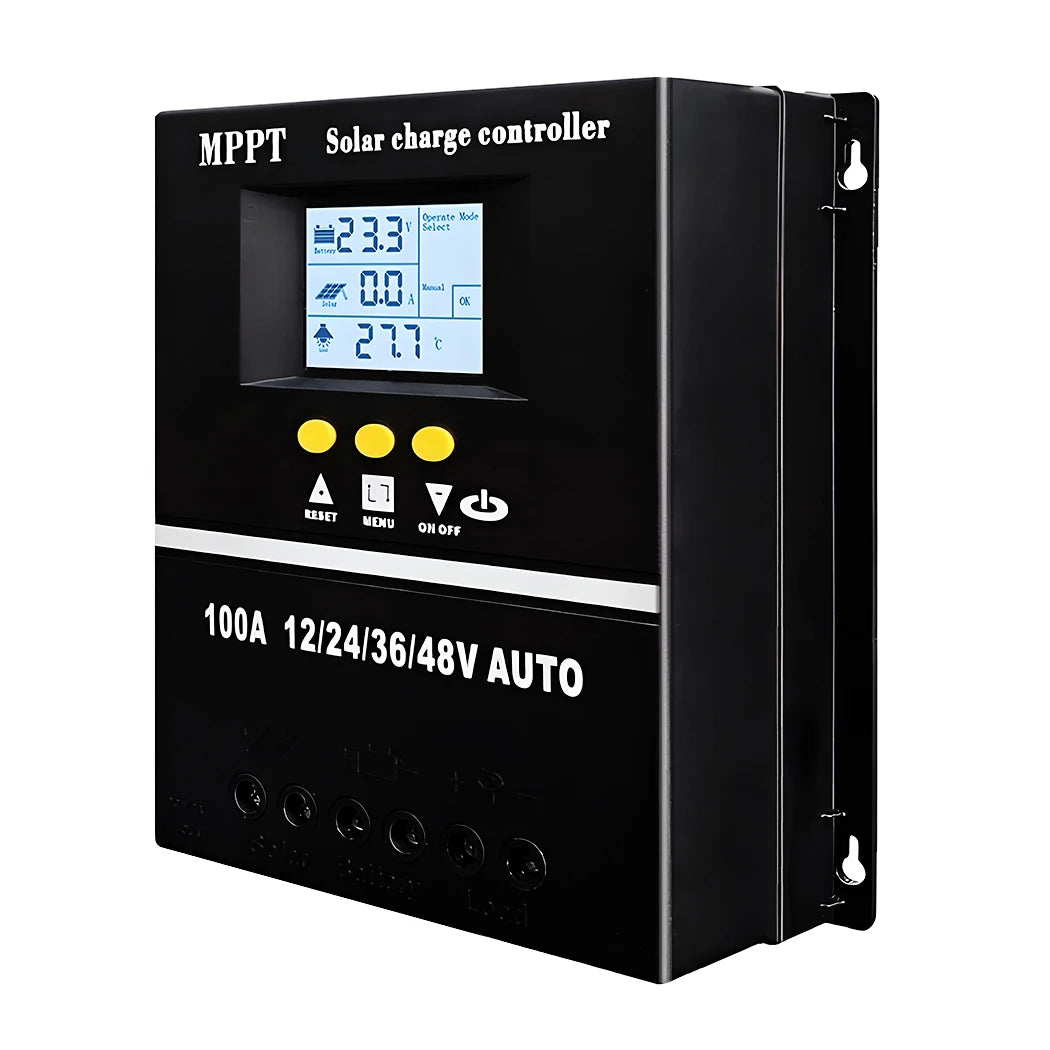 40a mppt Solar charge controller with digital display on a white background