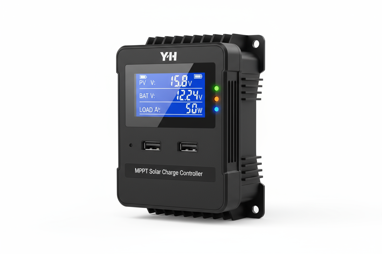  Y&H MPPT 60A 80A 100A Solar Charge Controller with LCD Dual USB Output, 12V 24V 36V 48V Lead Acid Lithium Batteries Charger